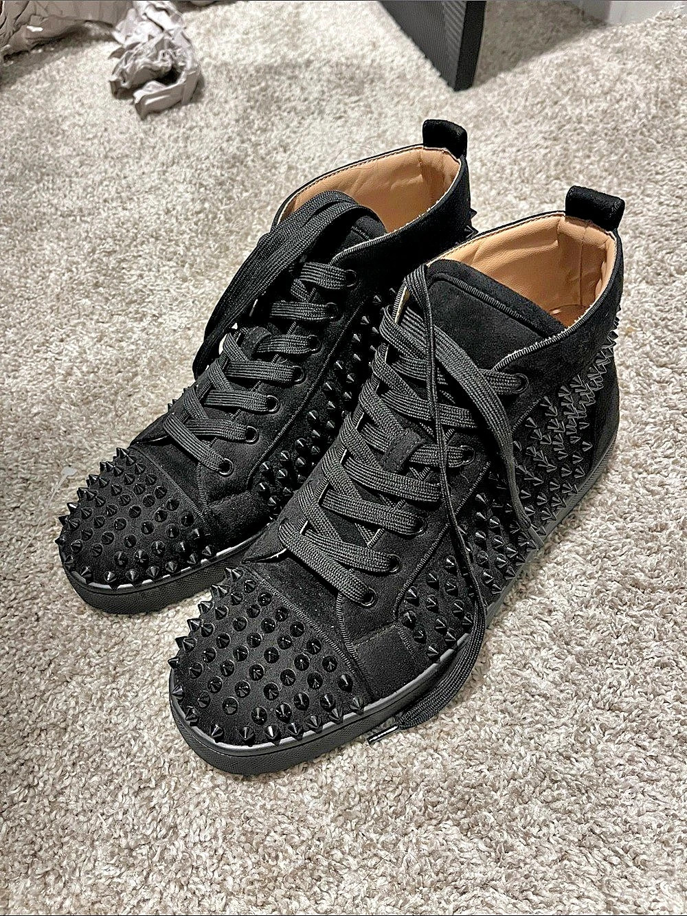 Christian Louboutin Louis Orlato Spike High-Top Sneaker Sneakers Black & Red US